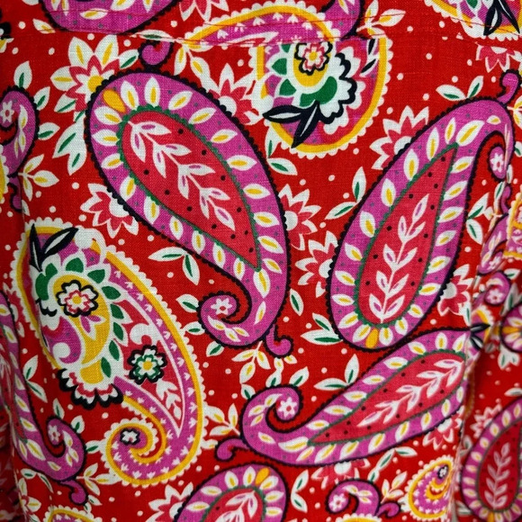 Boden Evangeline Linen Tunic Dress in Red Pop Mexican Paisley Size 4 petite - Picture 13 of 16